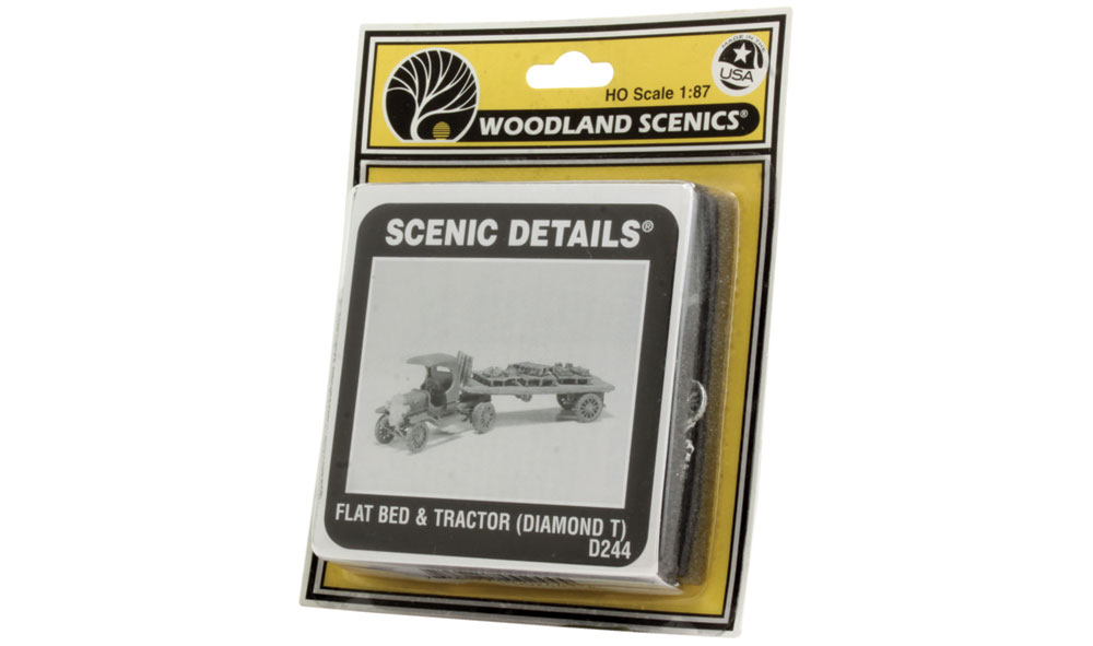 Flat Bed & Tractor (Diamond T) HO Scale Kit - This tractor could pull hundreds of times its weight in equipment