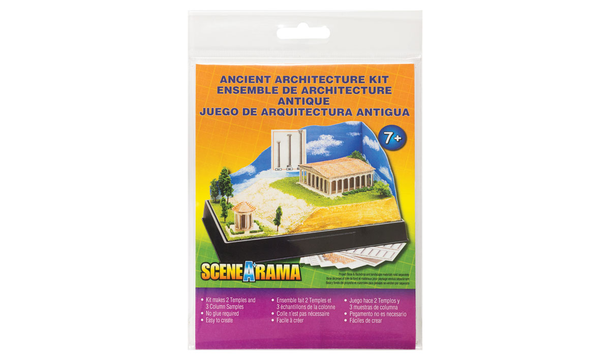 Ancient Architecture Kit - Pre-cut graphics and materials to make a large, rectangular Greek temple and a small, round Greek temple