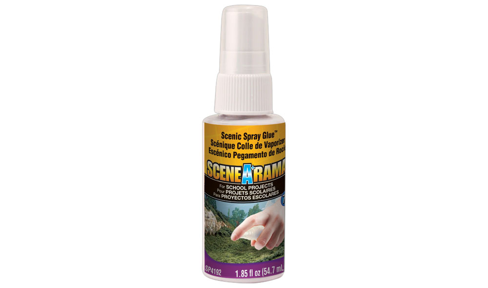 Scenic Spray Glue™ - Use to adhere landscape materials to terrain, affix foliage to tree armatures and seal your project when finished