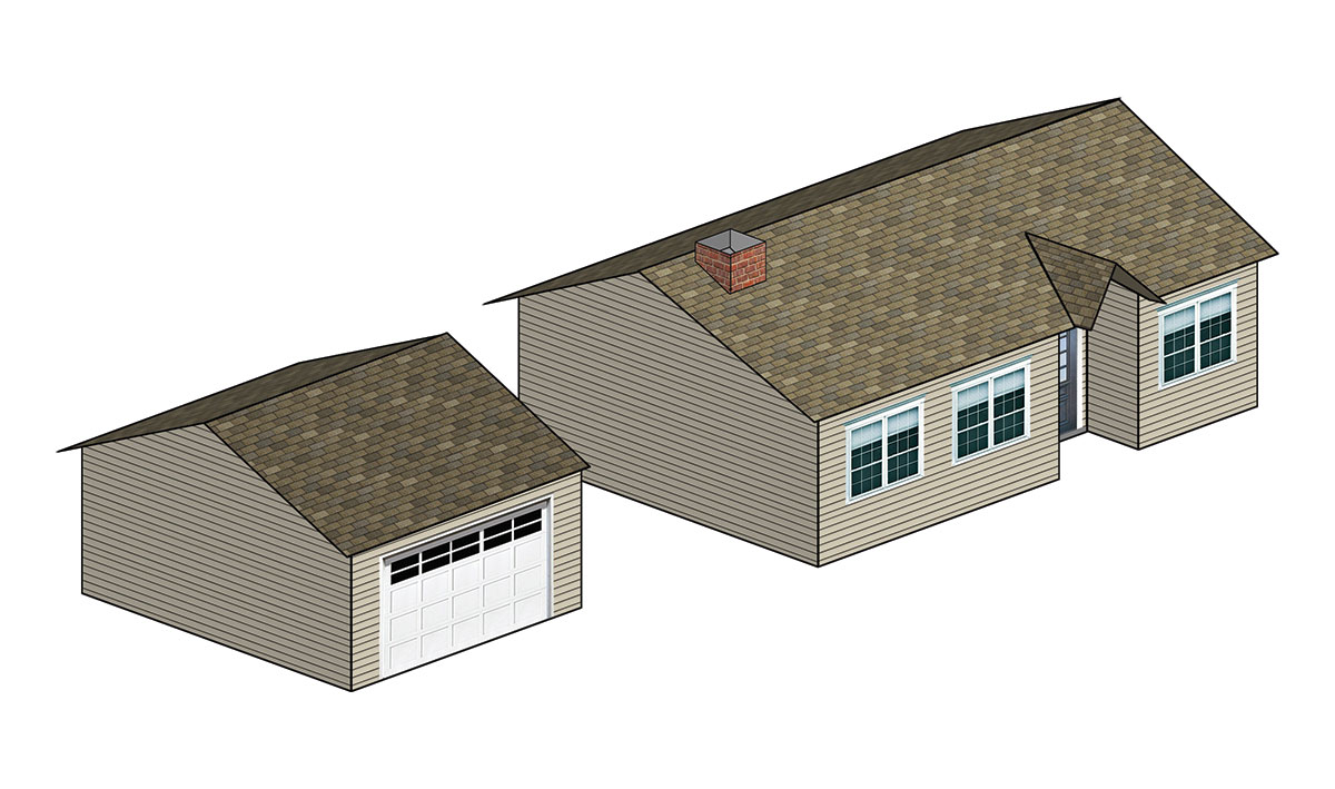 Home Kit - Pre-cut graphics and materials to make a quaint, suburban home with a detachable garage